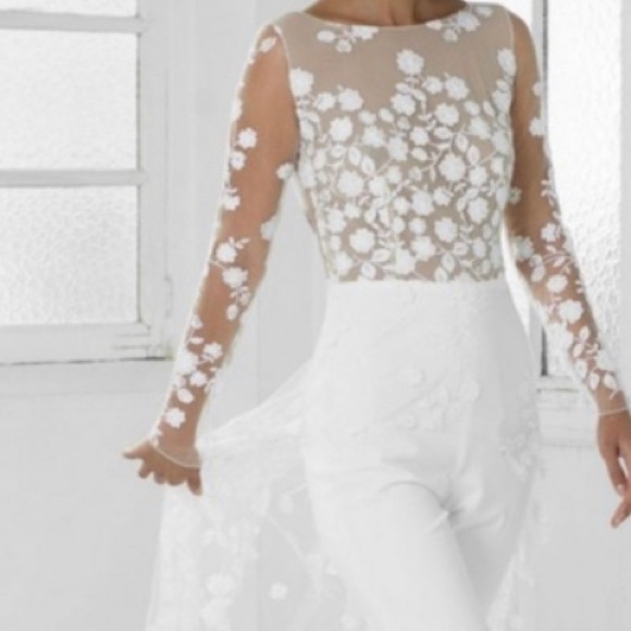 lace jumpsuit with train